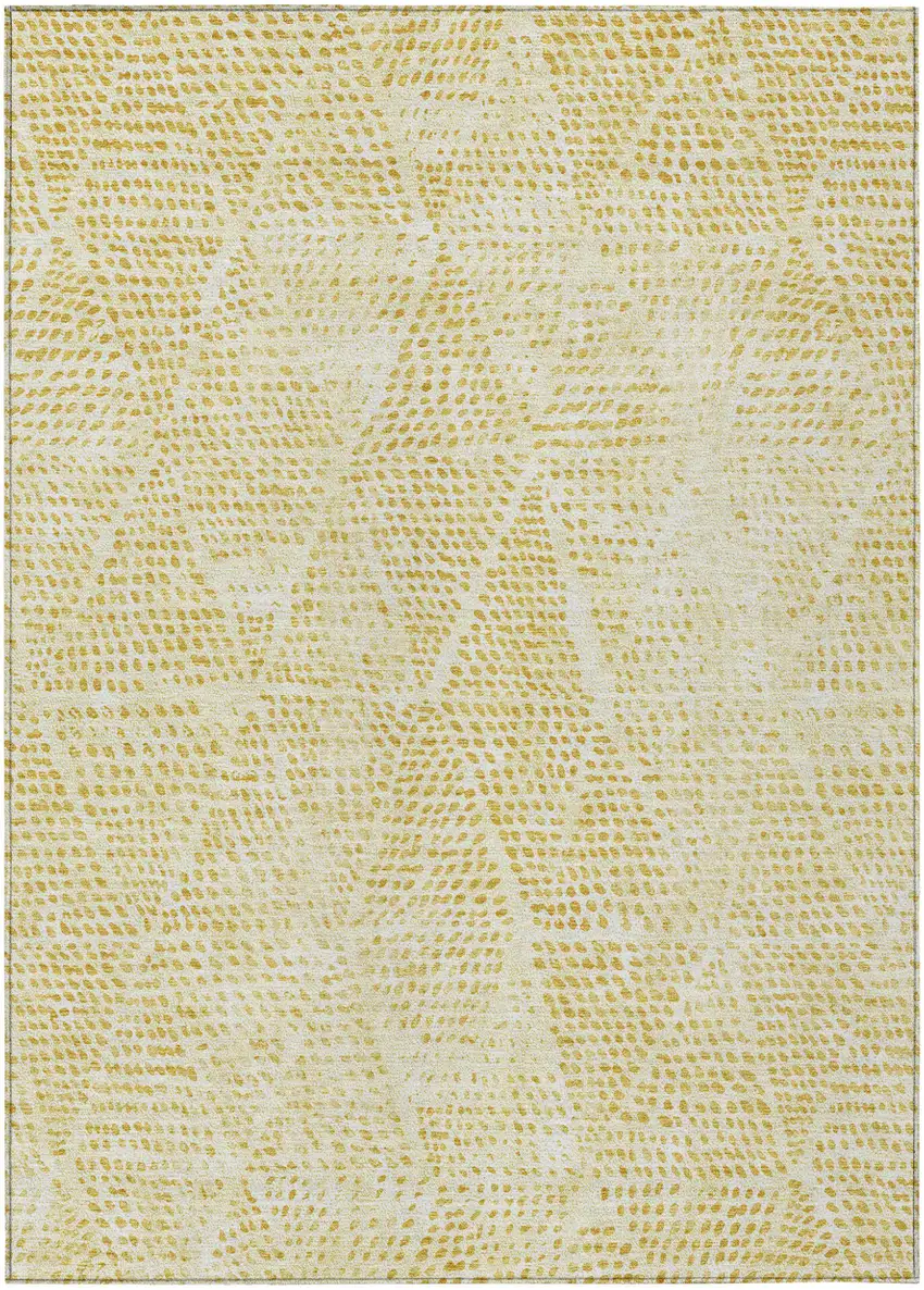 Wheat Gold And Ivory Geometric Washable Indoor Outdoor Area Rug Photo 2