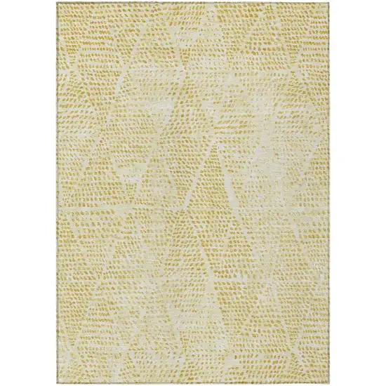 Wheat Gold And Ivory Geometric Washable Indoor Outdoor Area Rug Photo 2