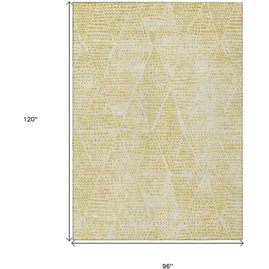 Wheat Gold And Ivory Geometric Washable Indoor Outdoor Area Rug Photo 3