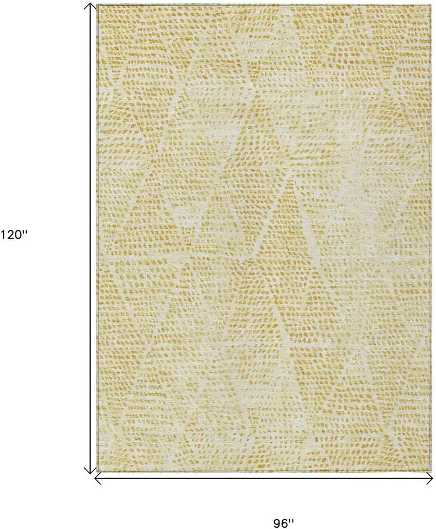 Wheat Gold And Ivory Geometric Washable Indoor Outdoor Area Rug Photo 3