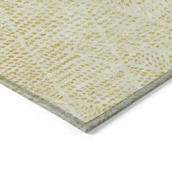 Wheat Gold And Ivory Geometric Washable Indoor Outdoor Area Rug Photo 4