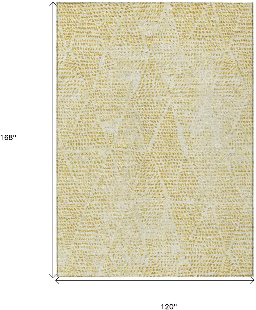 Wheat Gold And Ivory Geometric Washable Indoor Outdoor Area Rug Photo 3