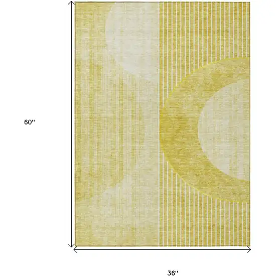 Wheat Gold And Ivory Geometric Washable Indoor Outdoor Area Rug Photo 3