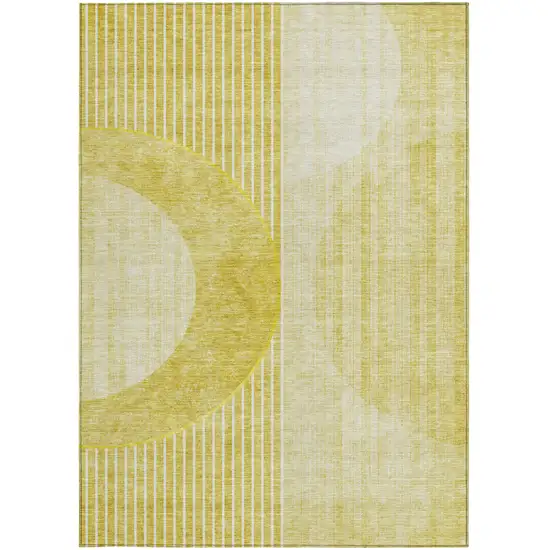 Wheat Gold And Ivory Geometric Washable Indoor Outdoor Area Rug Photo 8