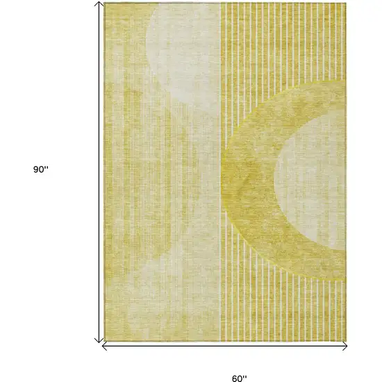 Wheat Gold And Ivory Geometric Washable Indoor Outdoor Area Rug Photo 3