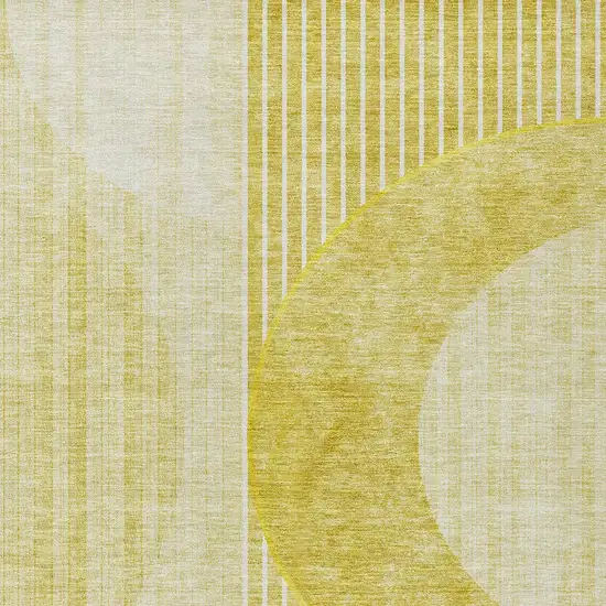Wheat Gold And Ivory Geometric Washable Indoor Outdoor Area Rug Photo 7