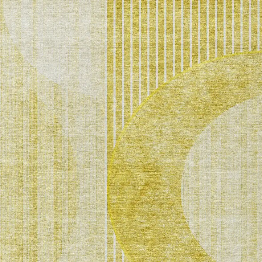 Wheat Gold And Ivory Geometric Washable Indoor Outdoor Area Rug Photo 7