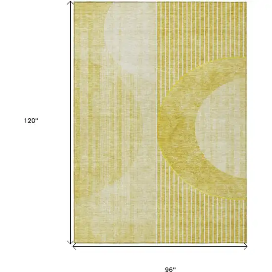 Wheat Gold And Ivory Geometric Washable Indoor Outdoor Area Rug Photo 3