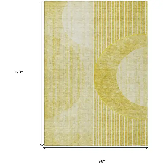 Wheat Gold And Ivory Geometric Washable Indoor Outdoor Area Rug Photo 3