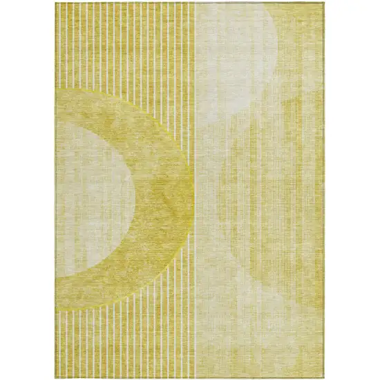 Wheat Gold And Ivory Geometric Washable Indoor Outdoor Area Rug Photo 8
