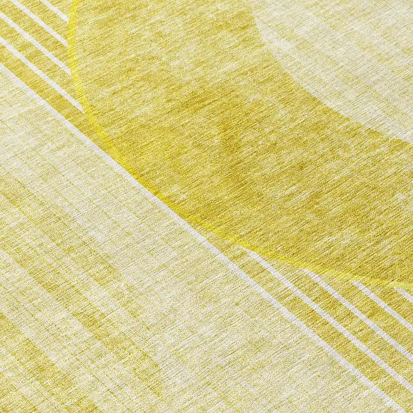 Wheat Gold And Ivory Geometric Washable Indoor Outdoor Area Rug Photo 6