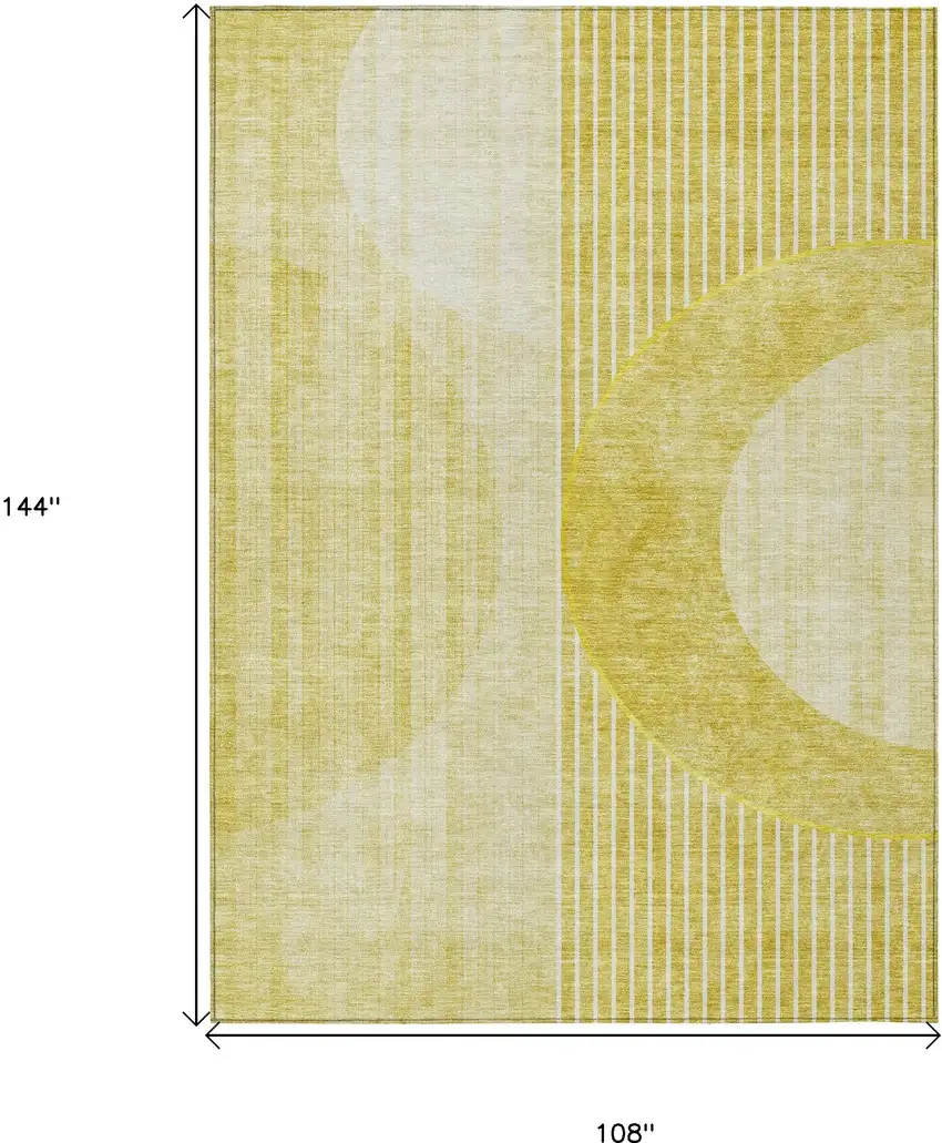 Wheat Gold And Ivory Geometric Washable Indoor Outdoor Area Rug Photo 3