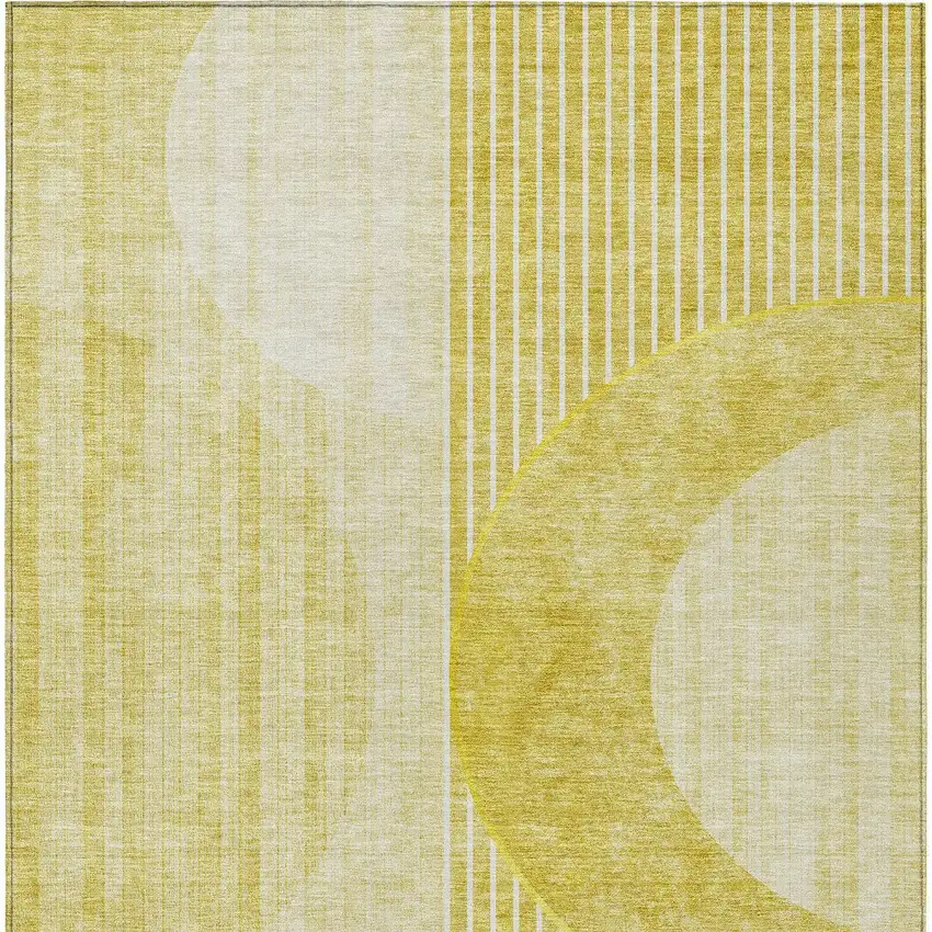 Wheat Gold And Ivory Geometric Washable Indoor Outdoor Area Rug Photo 7