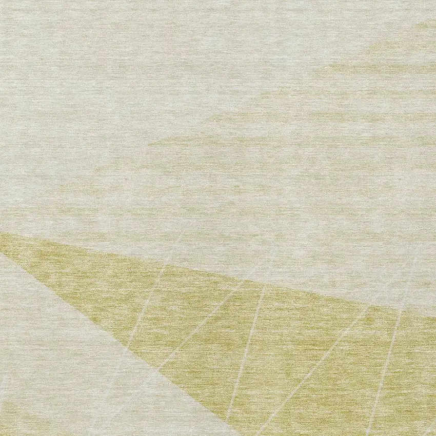 Wheat Gold And Ivory Geometric Washable Indoor Outdoor Area Rug Photo 4