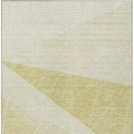 Wheat Gold And Ivory Geometric Washable Indoor Outdoor Area Rug Photo 5
