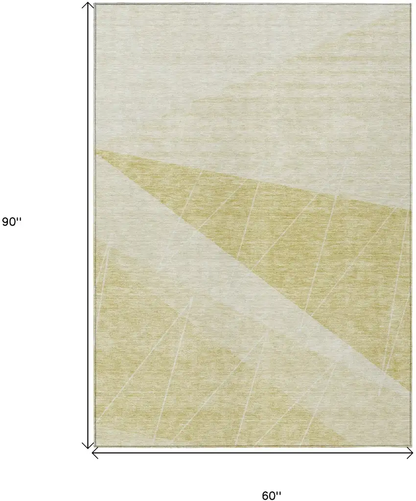 Wheat Gold And Ivory Geometric Washable Indoor Outdoor Area Rug Photo 3