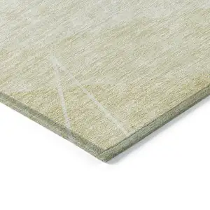 Photo of Wheat Gold And Ivory Geometric Washable Indoor Outdoor Area Rug