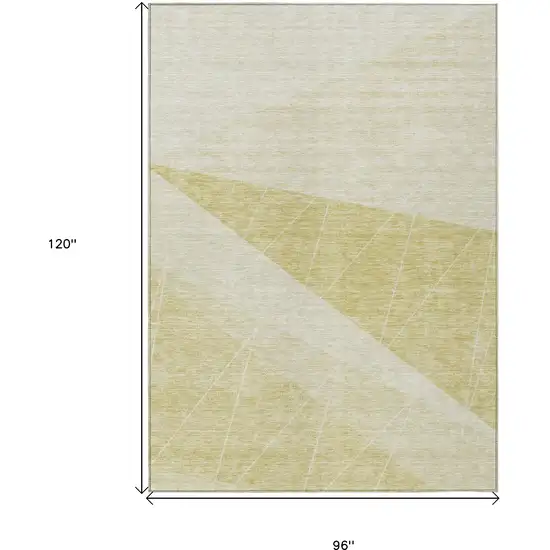 Wheat Gold And Ivory Geometric Washable Indoor Outdoor Area Rug Photo 3