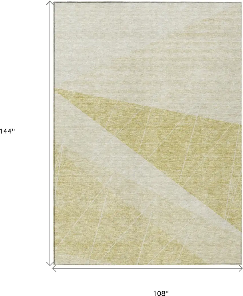 Wheat Gold And Ivory Geometric Washable Indoor Outdoor Area Rug Photo 3