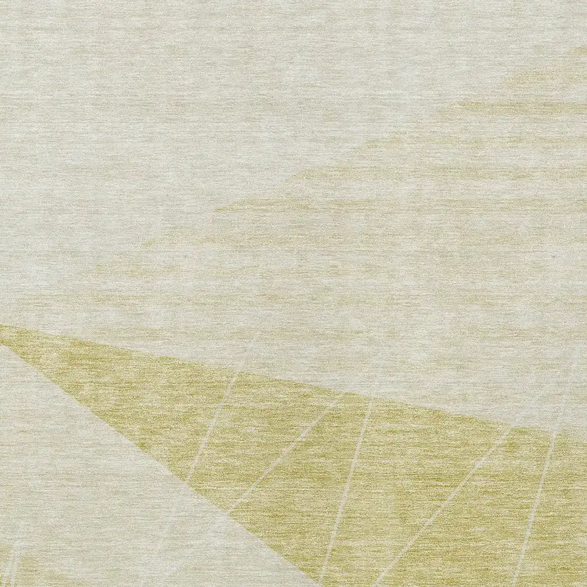 Wheat Gold And Ivory Geometric Washable Indoor Outdoor Area Rug Photo 4