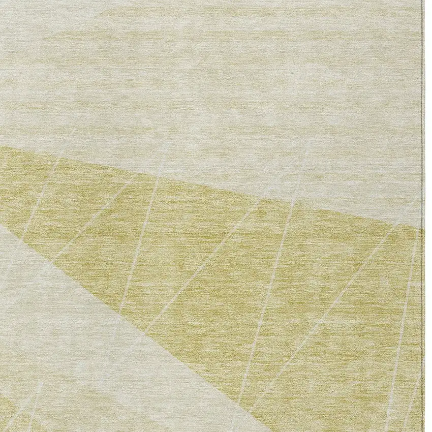 Wheat Gold And Ivory Geometric Washable Indoor Outdoor Area Rug Photo 5