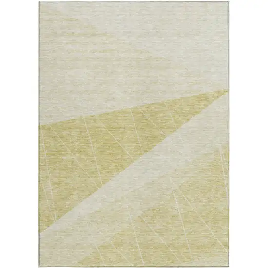 Wheat Gold And Ivory Geometric Washable Indoor Outdoor Area Rug Photo 5