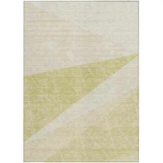 Wheat Gold And Ivory Geometric Washable Indoor Outdoor Area Rug Photo 5