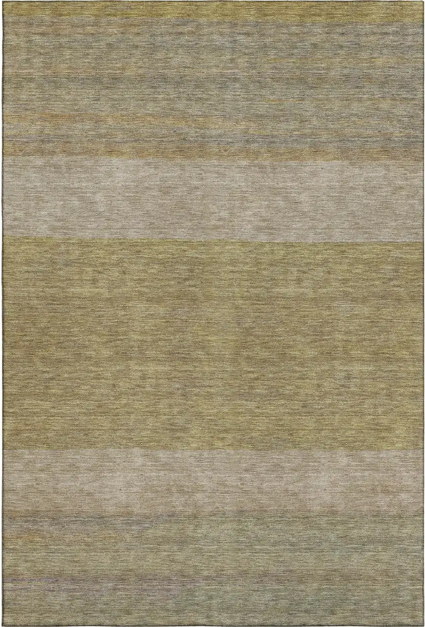 Wheat Gold And Linen Striped Washable Area Rug With UV Protection Photo 6