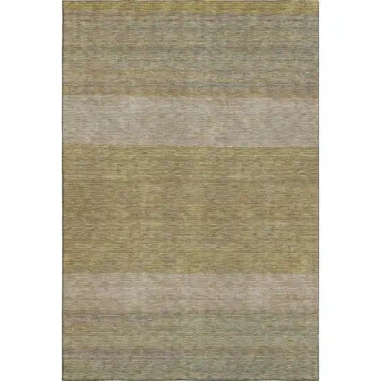 Wheat Gold And Linen Striped Washable Area Rug With UV Protection Photo 5