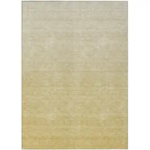 Photo of Wheat Gold And Tan Ombre Washable Indoor Outdoor Area Rug
