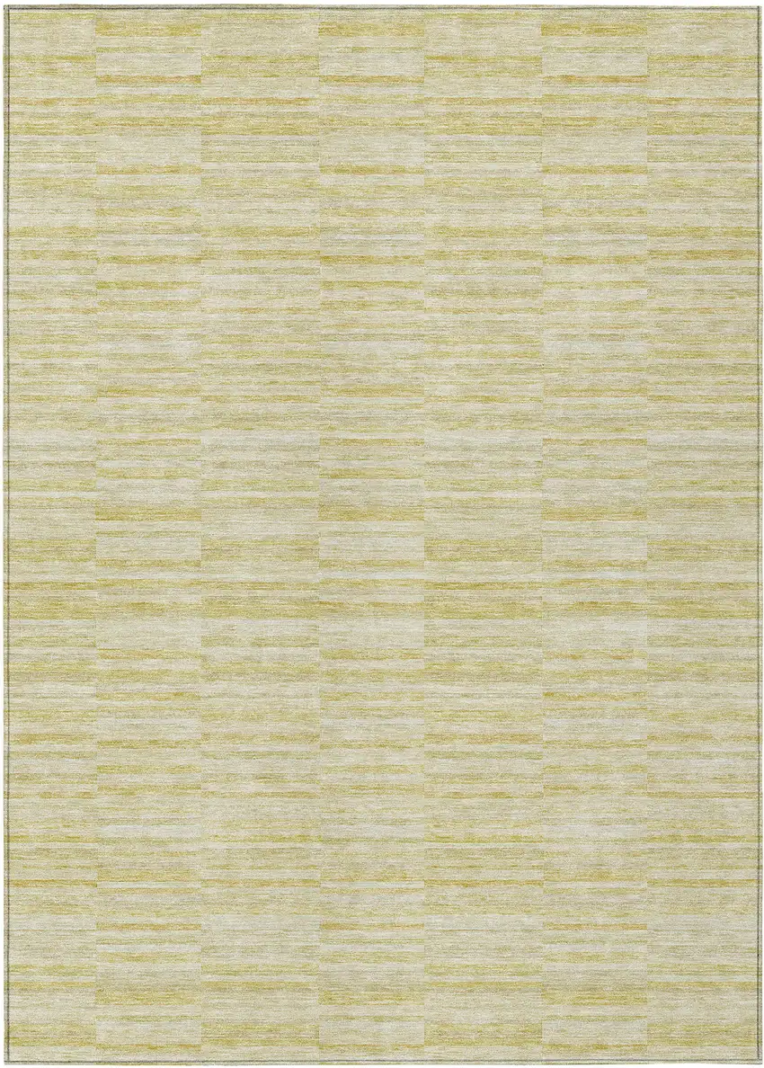 Wheat Gold And Tan Striped Washable Indoor Outdoor Area Rug Photo 2