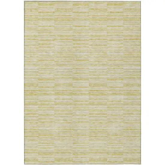 Wheat Gold And Tan Striped Washable Indoor Outdoor Area Rug Photo 2