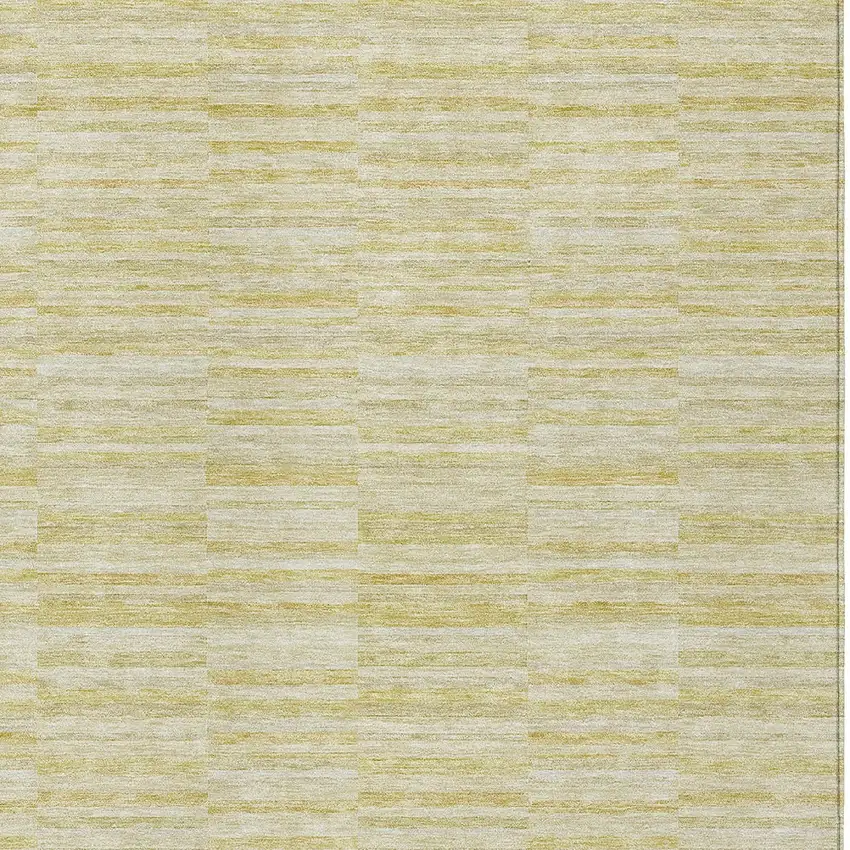 Wheat Gold And Tan Striped Washable Indoor Outdoor Area Rug Photo 6