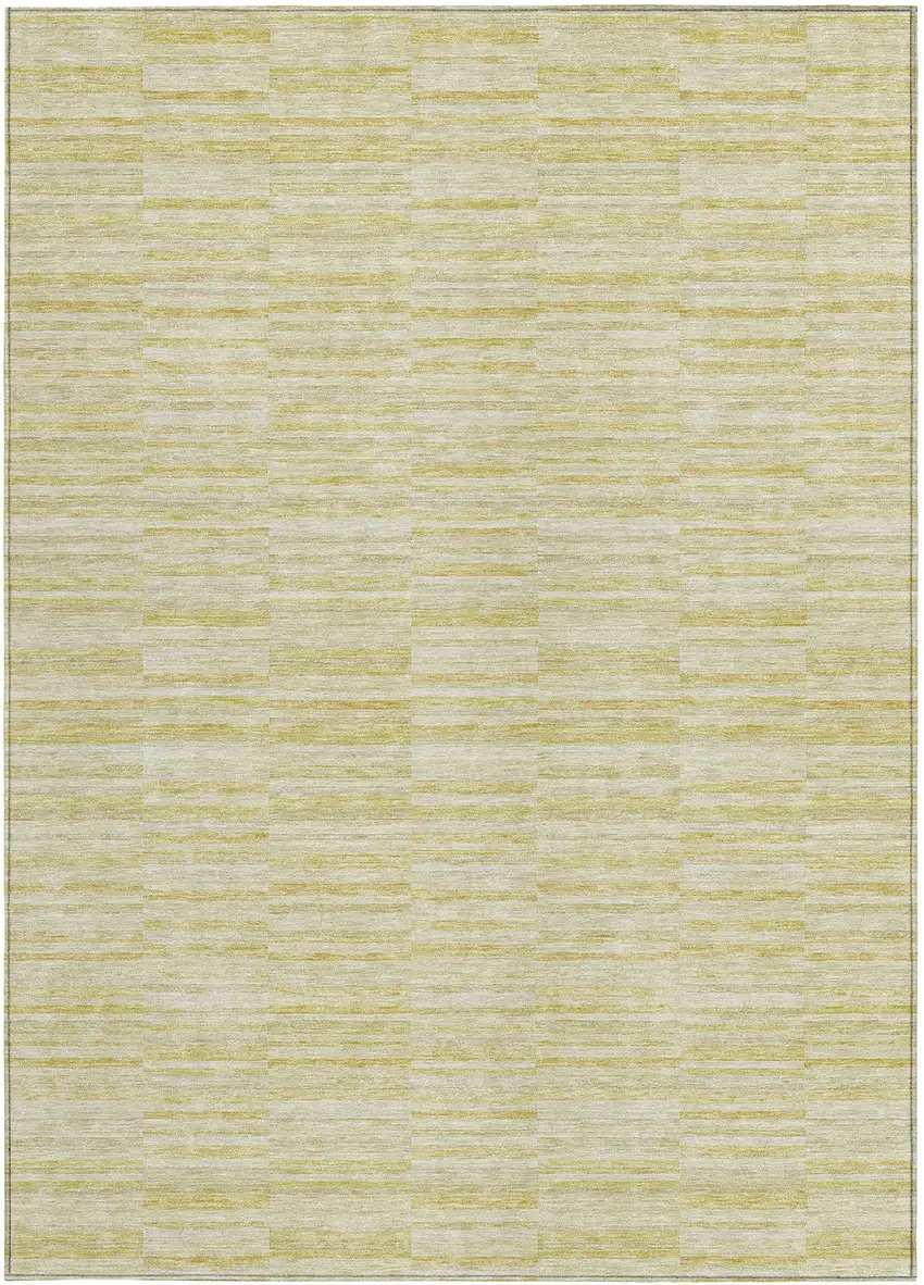 Wheat Gold And Tan Striped Washable Indoor Outdoor Area Rug Photo 7