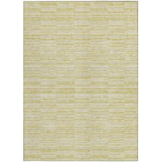 Wheat Gold And Tan Striped Washable Indoor Outdoor Area Rug Photo 7