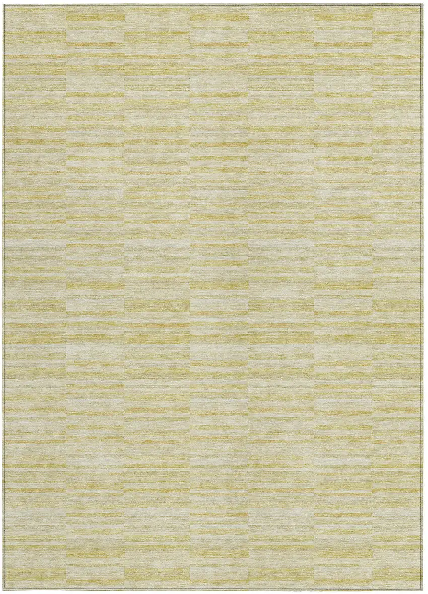 Wheat Gold And Tan Striped Washable Indoor Outdoor Area Rug Photo 7