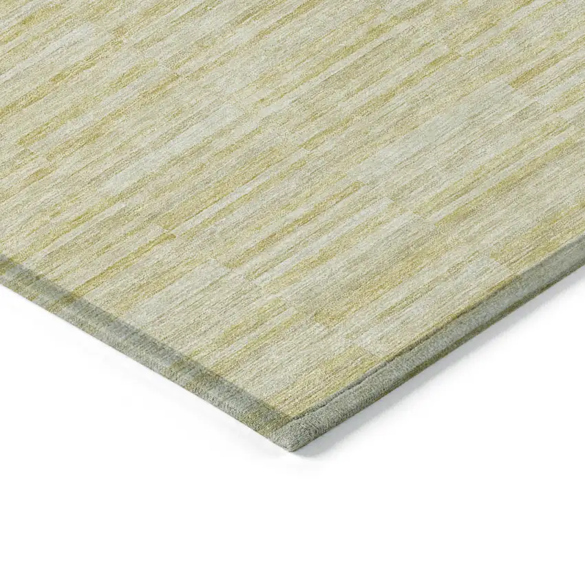 Wheat Gold And Tan Striped Washable Indoor Outdoor Area Rug Photo 5