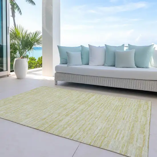 Wheat Gold And Tan Striped Washable Indoor Outdoor Area Rug Photo 8