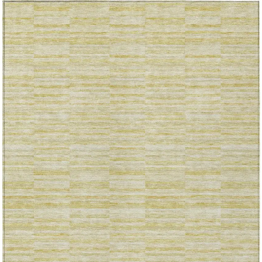 Wheat Gold And Tan Striped Washable Indoor Outdoor Area Rug Photo 7