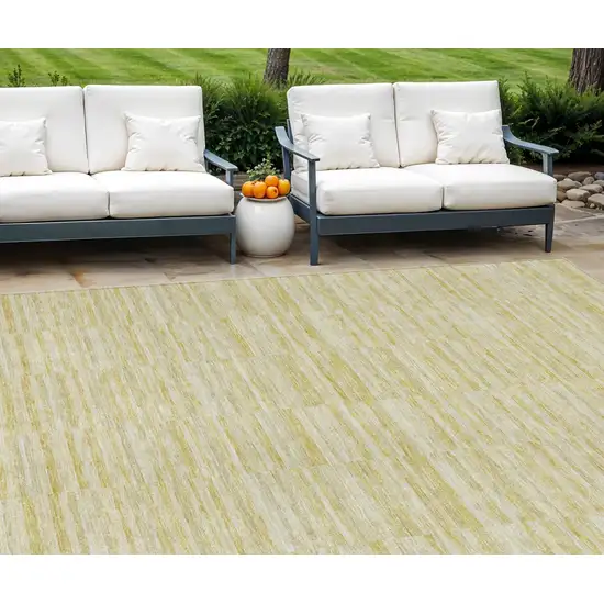 Wheat Gold And Tan Striped Washable Indoor Outdoor Area Rug Photo 1