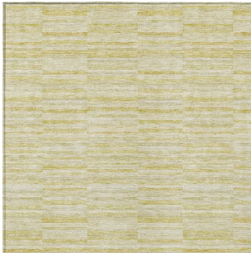Wheat Gold And Tan Striped Washable Indoor Outdoor Area Rug Photo 6
