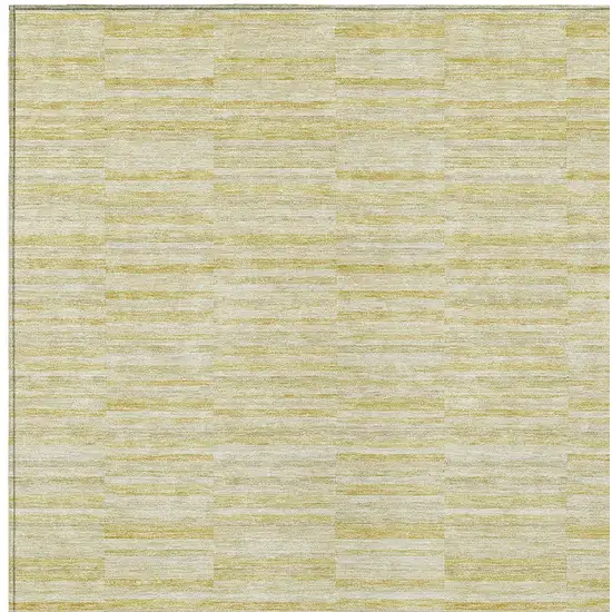 Wheat Gold And Tan Striped Washable Indoor Outdoor Area Rug Photo 6