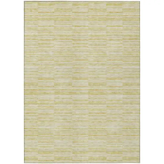 Wheat Gold And Tan Striped Washable Indoor Outdoor Area Rug Photo 2