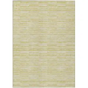 Photo of Wheat Gold And Tan Striped Washable Indoor Outdoor Area Rug