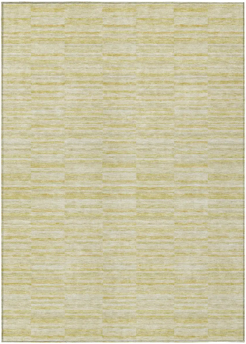 Wheat Gold And Tan Striped Washable Indoor Outdoor Area Rug Photo 2