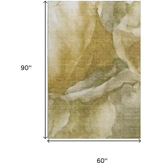 Wheat Gray And Beige Abstract Washable Area Rug With UV Protection Photo 9