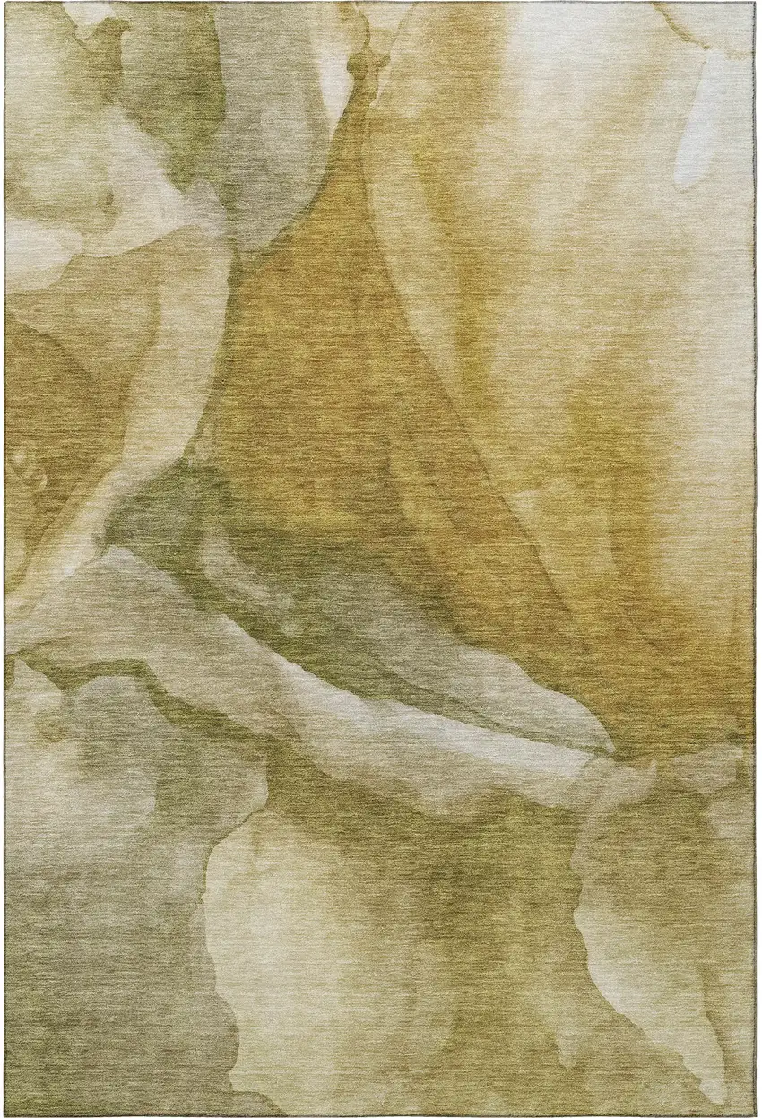 Wheat Gray And Beige Abstract Washable Area Rug With UV Protection Photo 4