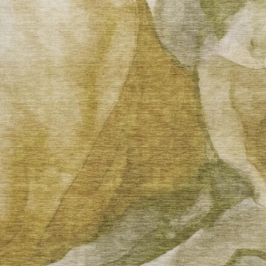 Wheat Gray And Beige Abstract Washable Area Rug With UV Protection Photo 3