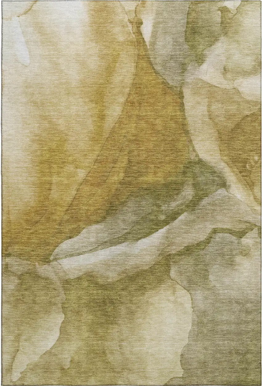Wheat Gray And Beige Abstract Washable Area Rug With UV Protection Photo 1