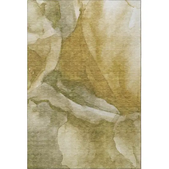 Wheat Gray And Beige Abstract Washable Area Rug With UV Protection Photo 4